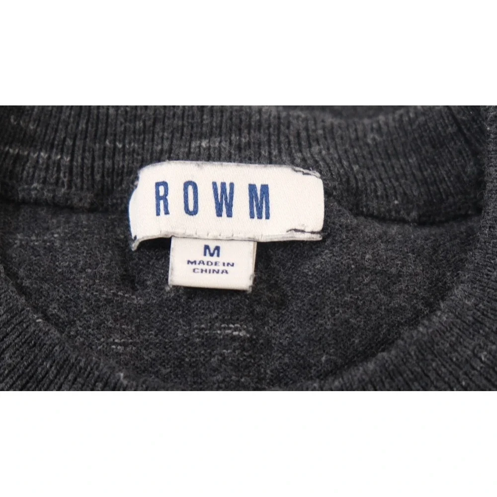 ROWM Sweater Mens Medium Gray Pullover Crew Neck Marled Knit Long Sleeve Cotton